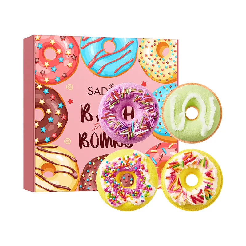 Set 4 Bombe da Bagno a Ciambella – Sale Marino & Burro di Karitè | Fatto a Mano