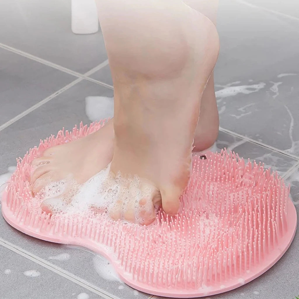 Tappetino Massaggio Piedi in Silicone con Spazzola Esfoliante