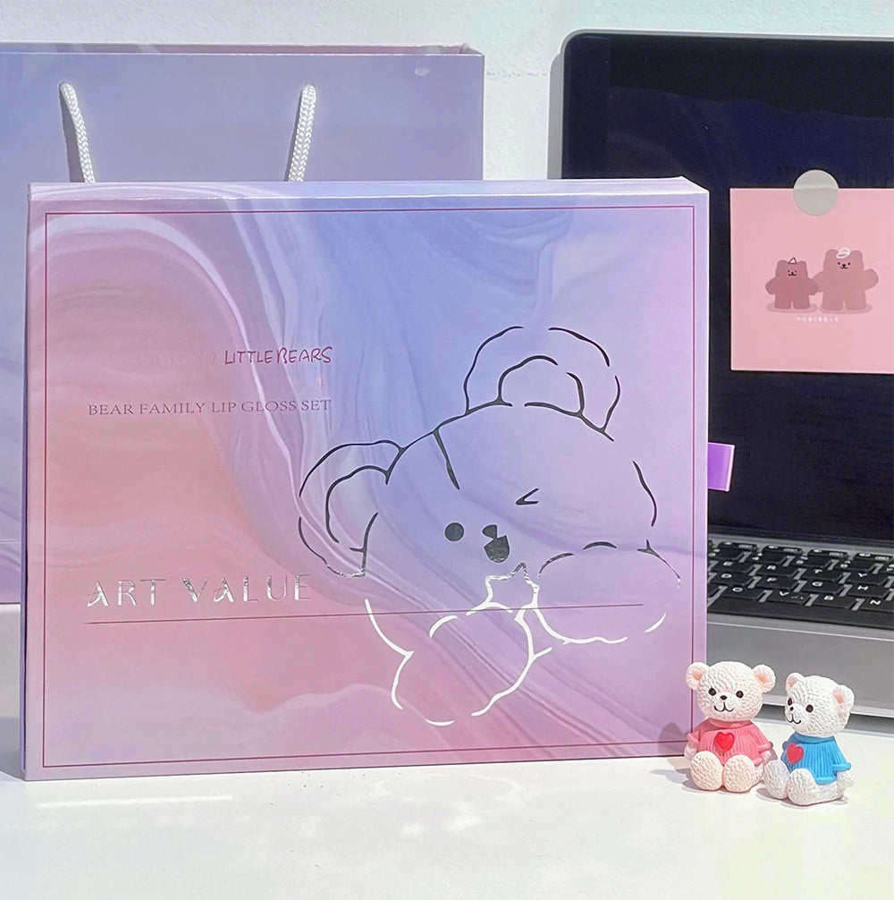 Set Trucco Orso Bear Family – 6 Rossetti Opachi + Specchio + Collana | Regalo