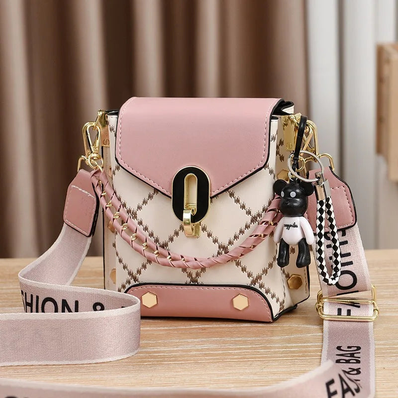 Versione coreana della piccola borsa quadrata semplice e alla moda, versatile borsa a tracolla alla moda, mini telefono cellulare alla moda