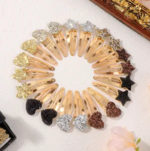 Set 16 Fermagli per Capelli Bambina — Glitter e Gocce Colorate
