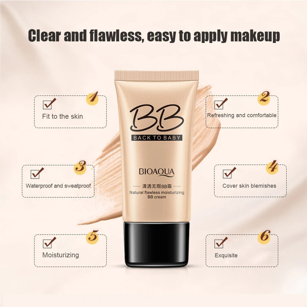 BIOAQUA Fondotinta Liquido BB Cream – Correttore Impermeabile, Illuminante & Sbiancante | Lunga Durata