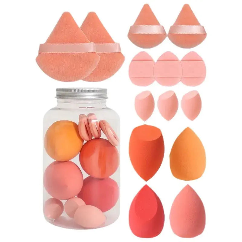 Set 14 Spugnette Trucco in Velluto con Contenitore – Beauty Blender Piumini Cipria