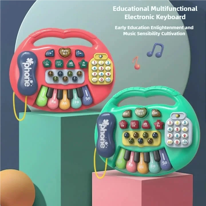 Giocattolo musicale per bambini con suono di animali Tastiera per pianoforte per bambini Strumento musicale elettrico lampeggiante Giocattoli educativi precoci per bambini