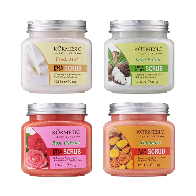 Scrub Corpo KORMESIC – Esfoliante Viso e Corpo Idratante | Curcuma, Rosa, Latte, Shea
