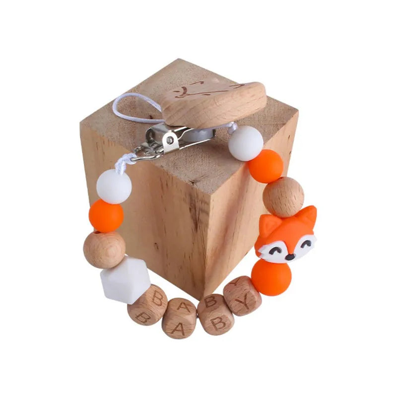 Catenella Porta Ciuccio in Legno e Silicone | Clip Animali | Ecologica