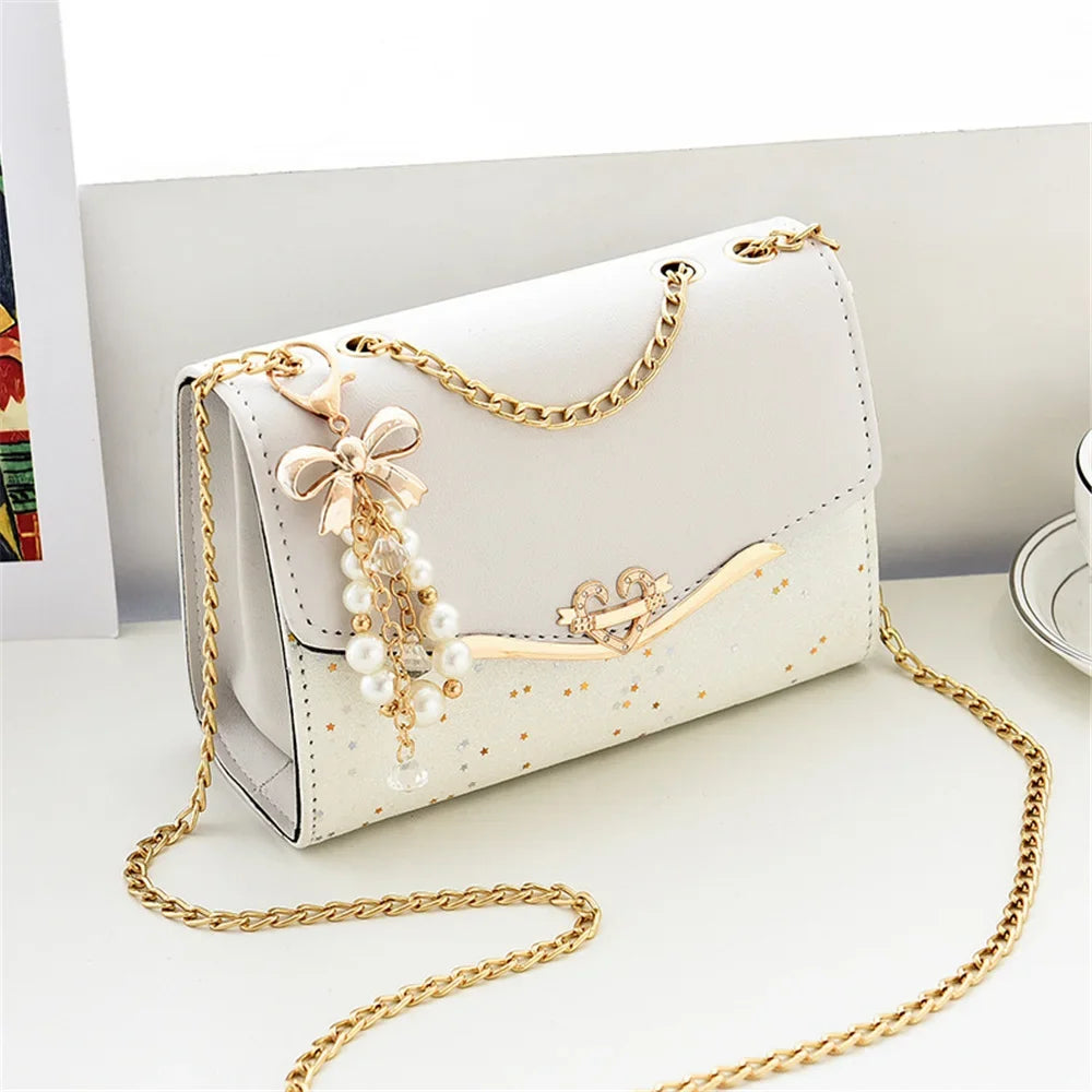 Borsa alla moda da donna Borse a tracolla singole con paillettes alla moda Custodia per cellulare Borsa da donna in pelle PU con pendente a nappa