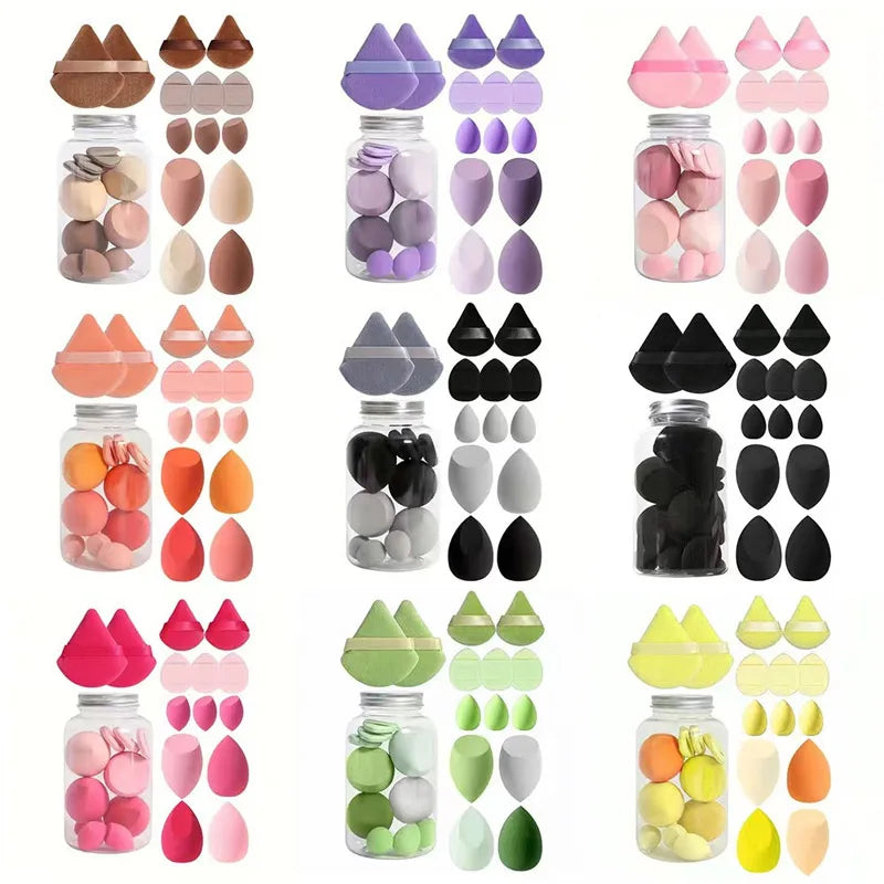 Set 14 Spugnette Trucco in Velluto con Contenitore – Beauty Blender Piumini Cipria