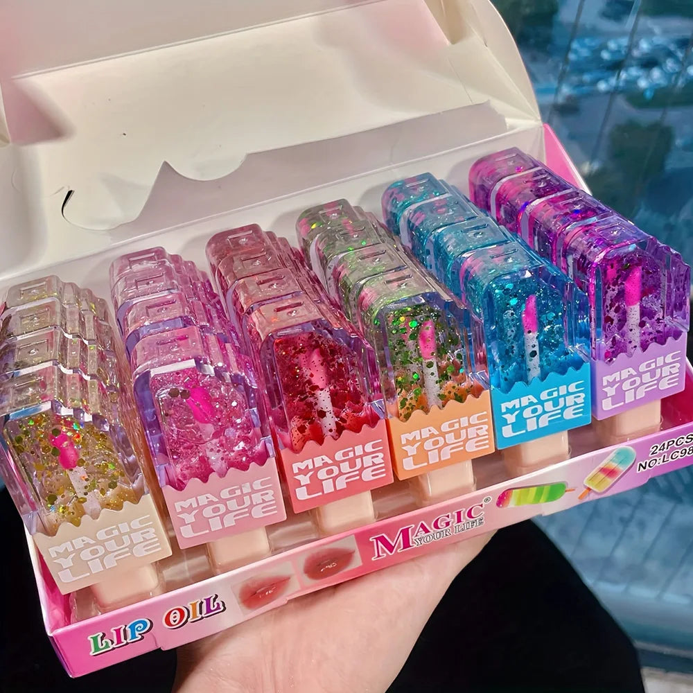 Set 24 Lucidalabbra Cambia Colore – Idratante con Vitamina E, Miele & Burro di Karitè