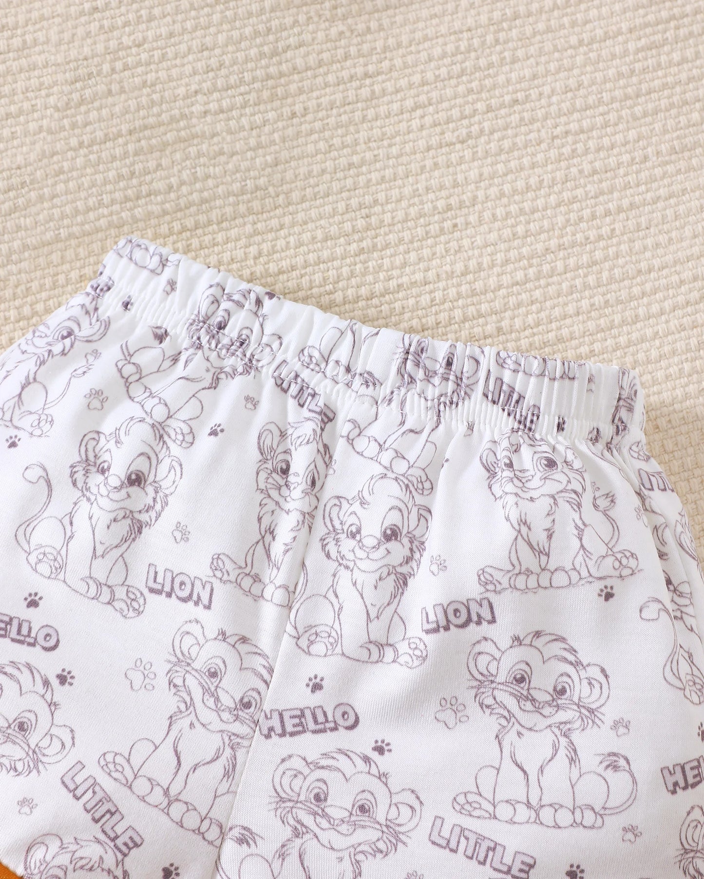 Set estivo da 3 pezzi per neonato Cartoon Lion Full Print Top, pantaloni, cappello Set moda 0-18 mesi Neonato