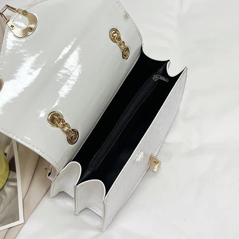 Borse a tracolla modello coccodrillo per donna Catene di moda Borsa quadrata Borsa a tracolla in pelle PU femminile Pochette per telefono quotidiana