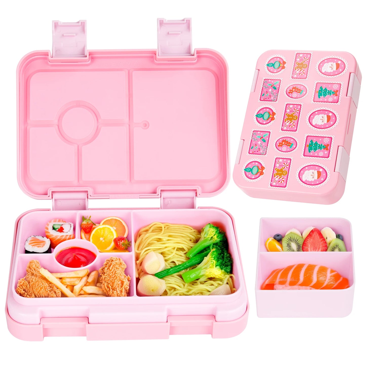 Bento Box per Bambini — Portapranzo 2 Livelli 5 Scomparti, Sicuro per Microonde, A Prova di Perdite
