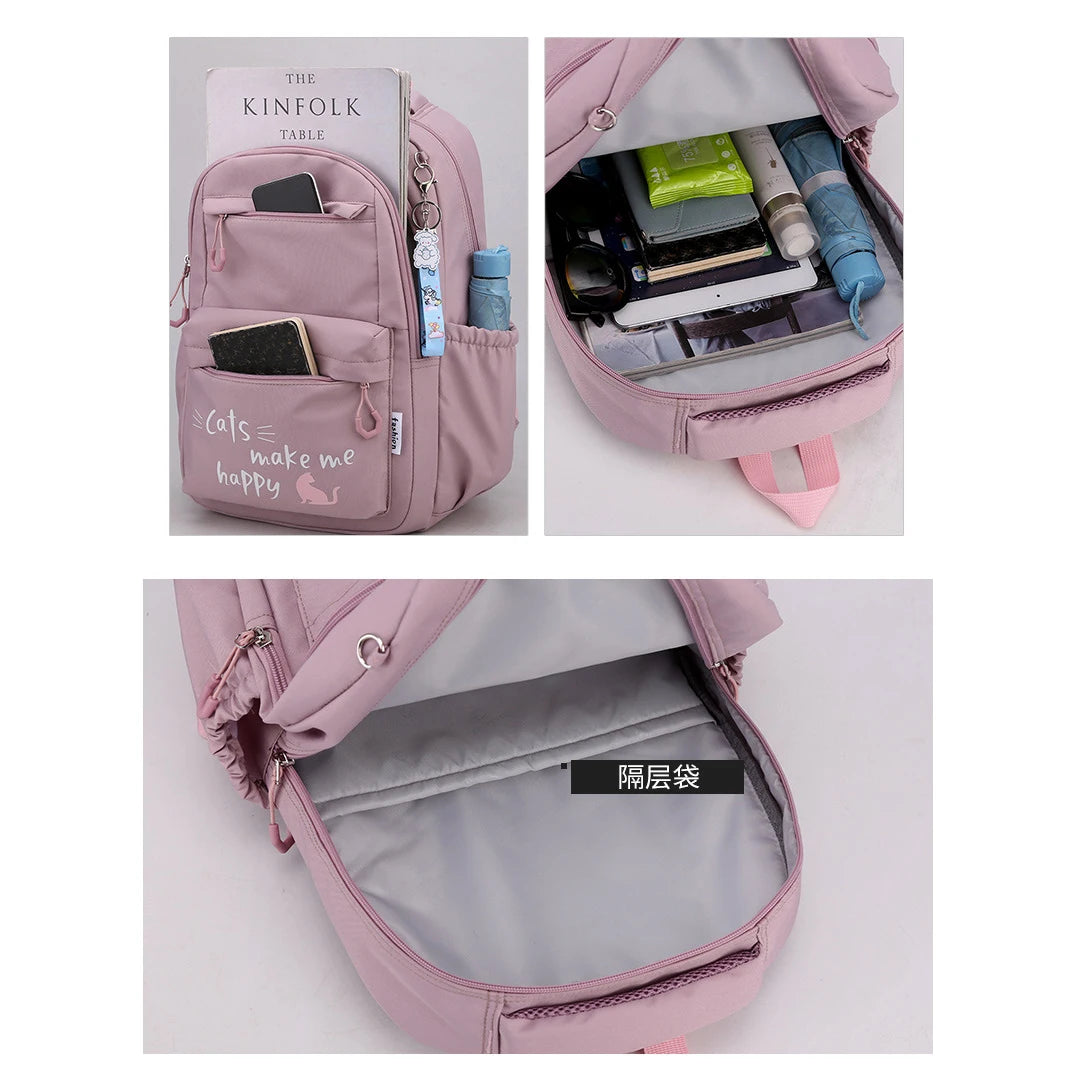 Zaino Scolastico per Ragazze e Adolescenti in Nylon – 3 Stili, Multi Colori | AyeBeau