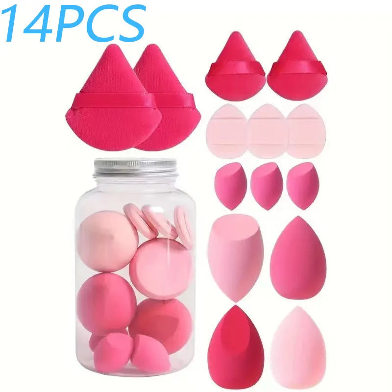 Set 14 Spugnette Trucco in Velluto con Contenitore – Beauty Blender Piumini Cipria