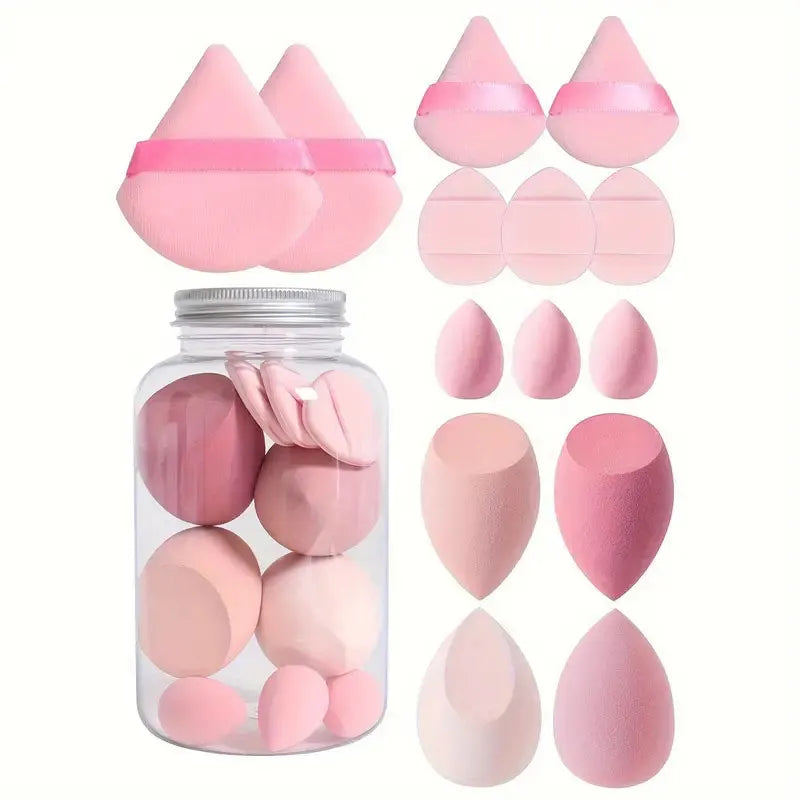 Set 14 Spugnette Trucco in Velluto con Contenitore – Beauty Blender Piumini Cipria