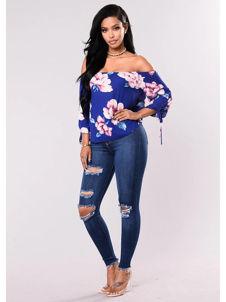 Jeans Skinny Donna Vita Alta Strappati Elasticizzati – Gamba Dritta Plus Size | 3 Sfumature Blu | S-XXXL