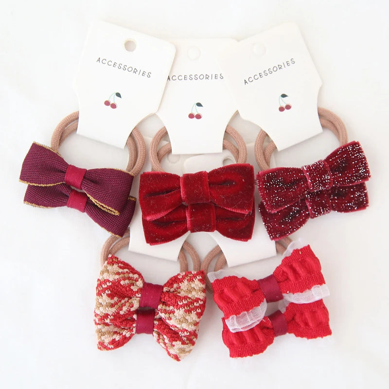 Set 10 Elastici per Capelli Bambina — Fiocchi e Nodi, 19 Colori