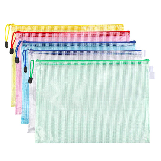 Set 5 Bustine in Rete con Cerniera A4/A6 – Impermeabili per Scuola, Ufficio & Viaggio