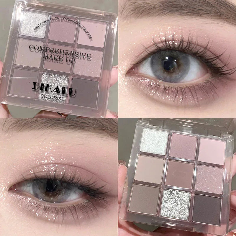 Tavolozza Ombretti 9 Colori — Matte, Glitter e Metallico
