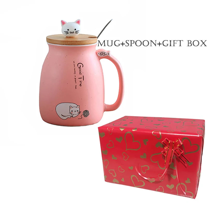 Tazza in Ceramica con Gatto e Coperchio 450ml – Idea Regalo Originale