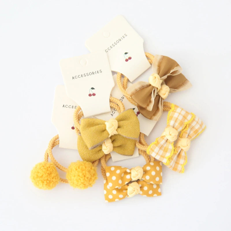 Set 10 Elastici per Capelli Bambina — Fiocchi e Nodi, 19 Colori