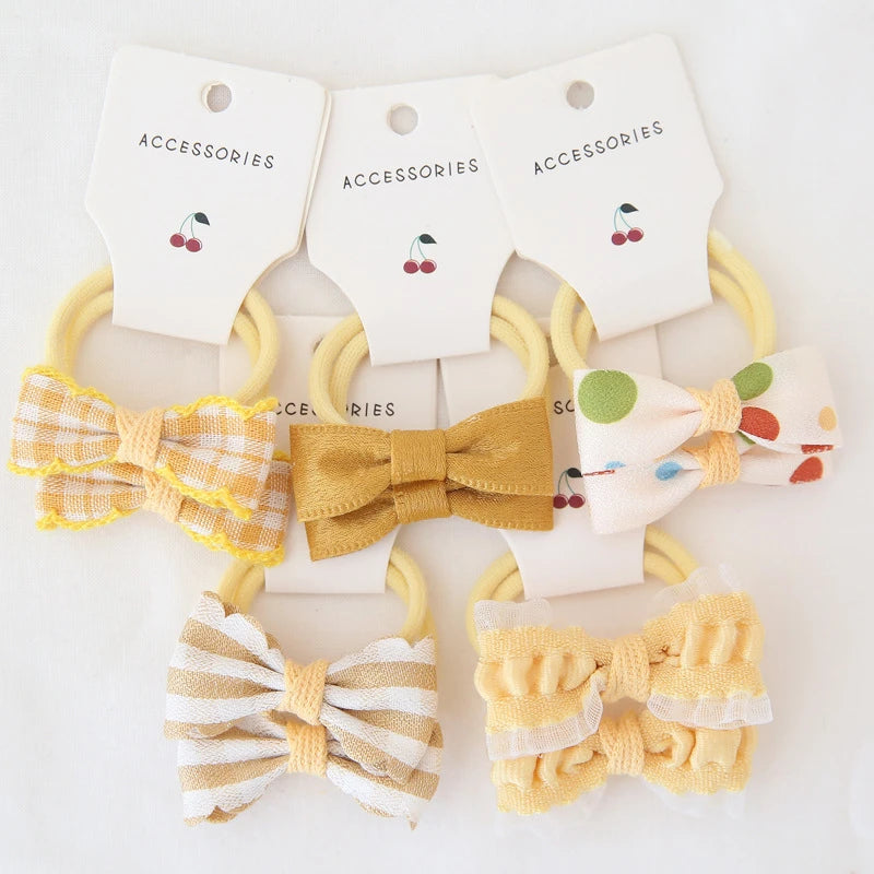 Set 10 Elastici per Capelli Bambina — Fiocchi e Nodi, 19 Colori