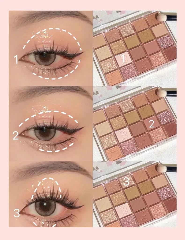 Palette Ombretti 20 Colori – Opachi, Glitter e Shimmer, Impermeabile 20g