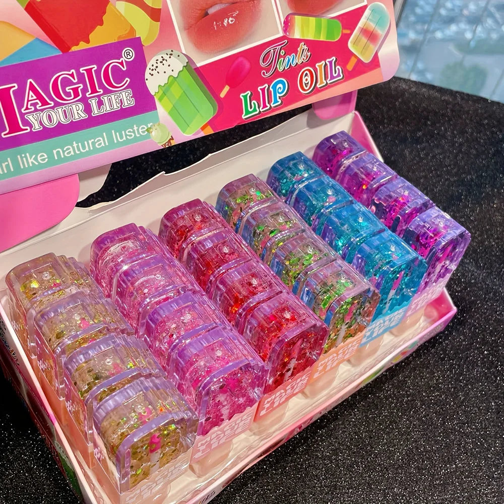 Set 24 Lucidalabbra Cambia Colore – Idratante con Vitamina E, Miele & Burro di Karitè