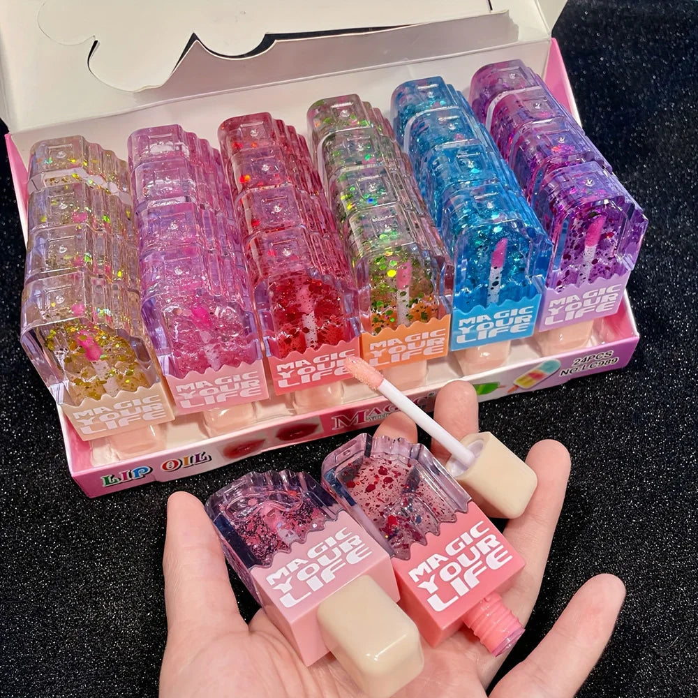 Set 24 Lucidalabbra Cambia Colore – Idratante con Vitamina E, Miele & Burro di Karitè