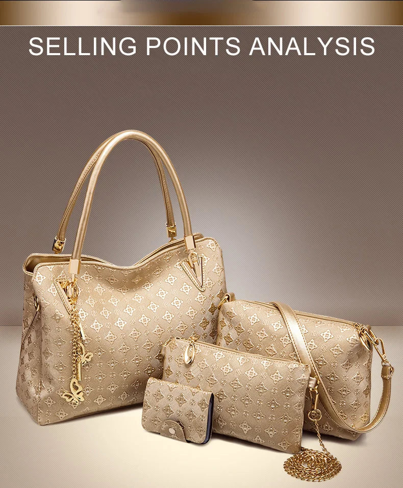 Set 4 Borse Donna – Tote Grande + Tracolla + Pochette + Portacarte | 4 Colori | Ufficio Shopping Party