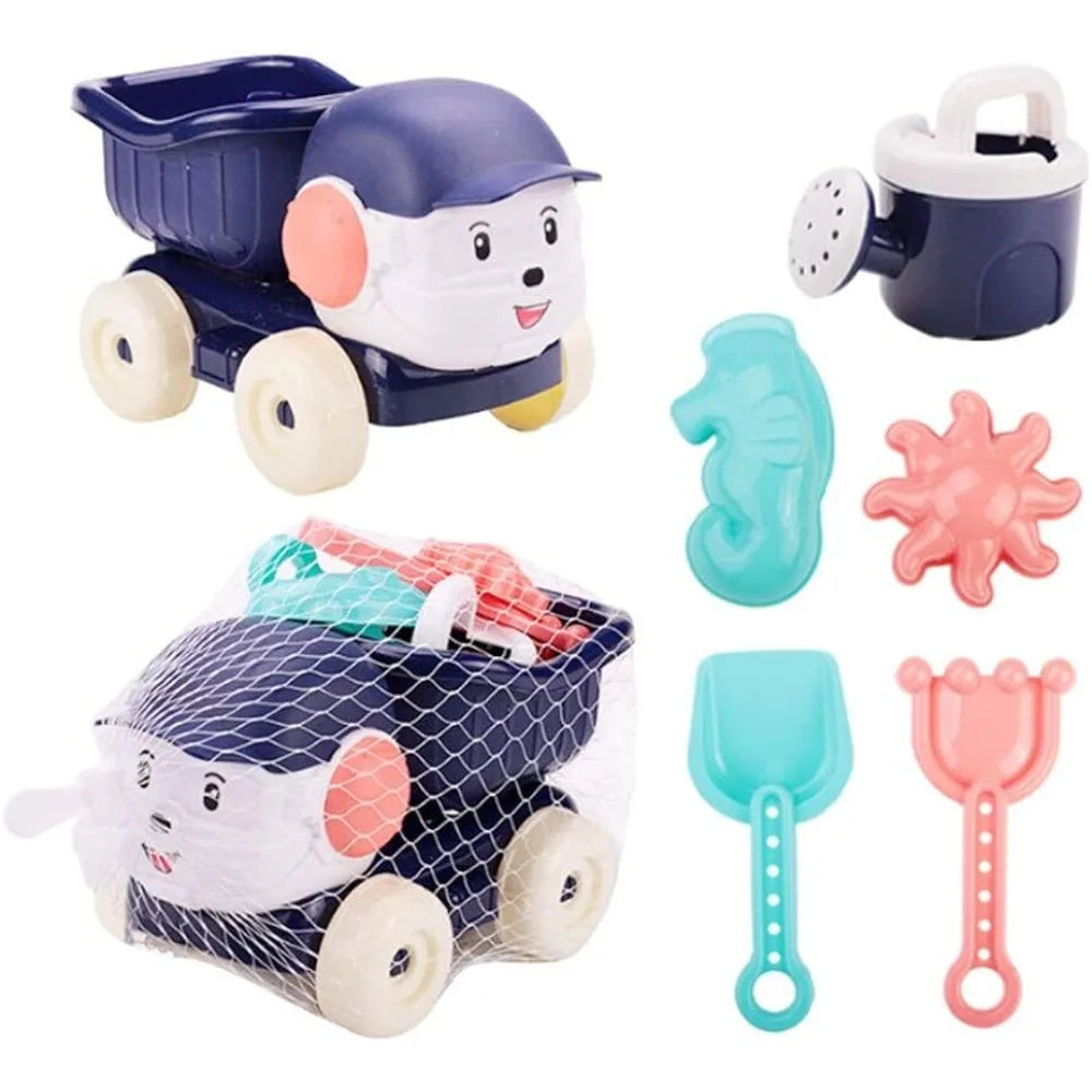 Set Giocattoli da Spiaggia per Bambini – Auto, Clessidra, Pala & Sprinkler | Estate