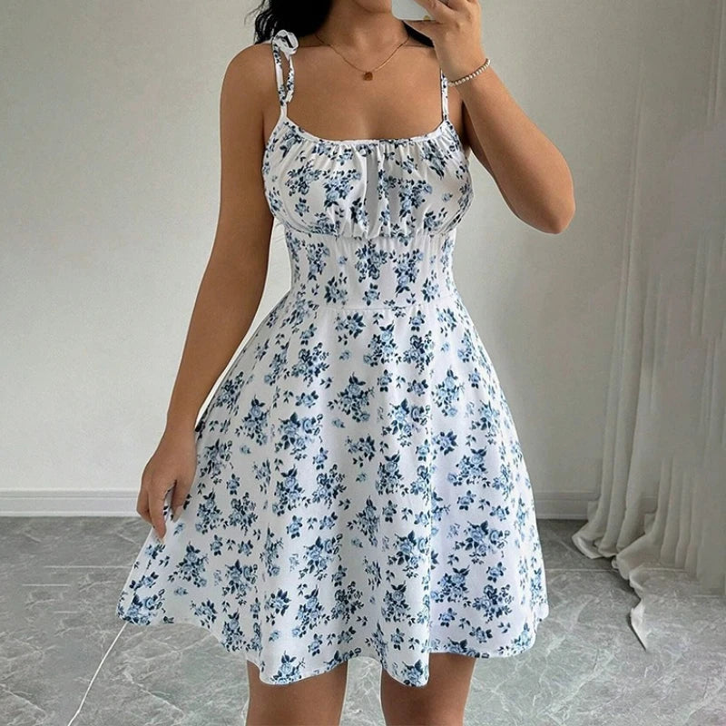 Abito Corto Estivo Floreale – Spalline Sottili, Scollo Quadrato | Donna