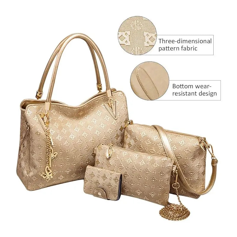 Set 4 Borse Donna – Tote Grande + Tracolla + Pochette + Portacarte | 4 Colori | Ufficio Shopping Party