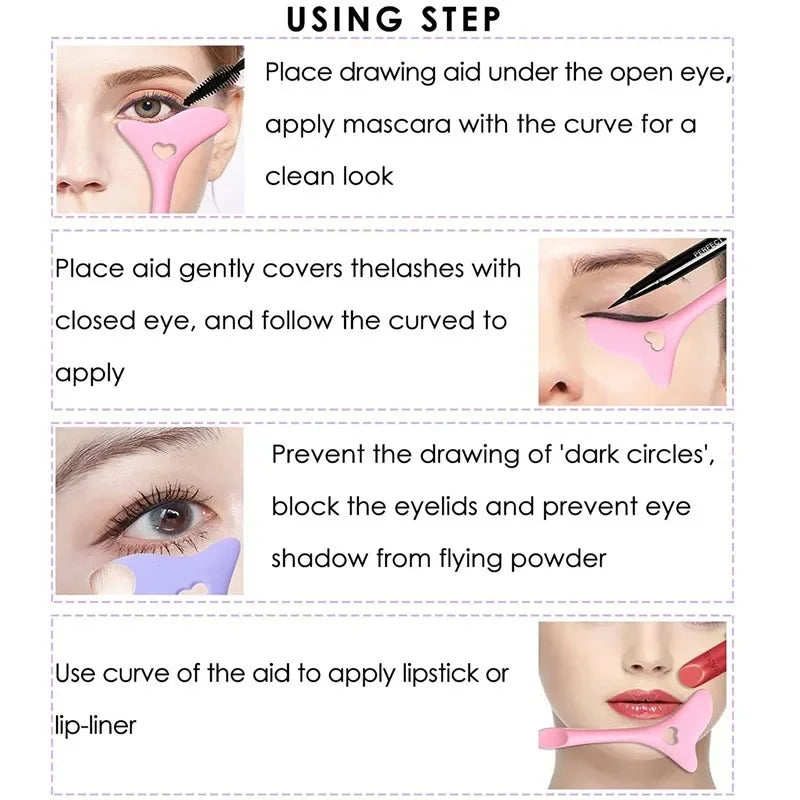 Stencil Trucco Multifunzionale in Silicone – Eyeliner, Sopracciglia, Rossetto & Ombretto