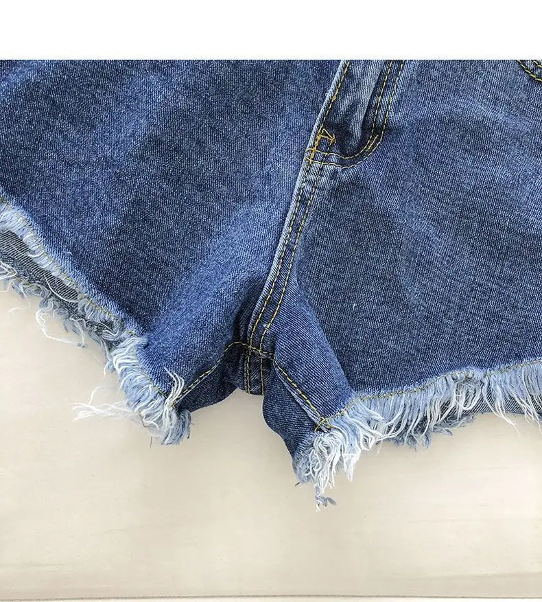 Shorts Denim Vita Alta Orlo Grezzo – Gamba Larga Stile Coreano | 4 Colori | DURIKIES