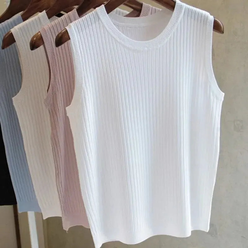 Top Gilet a Maglia Senza Maniche – Collo Tondo, Fit Slim, 5 Colori | Estate 2026