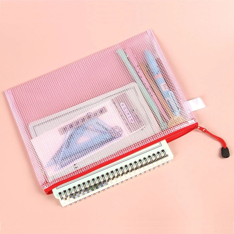 Set 5 Bustine in Rete con Cerniera A4/A6 – Impermeabili per Scuola, Ufficio & Viaggio