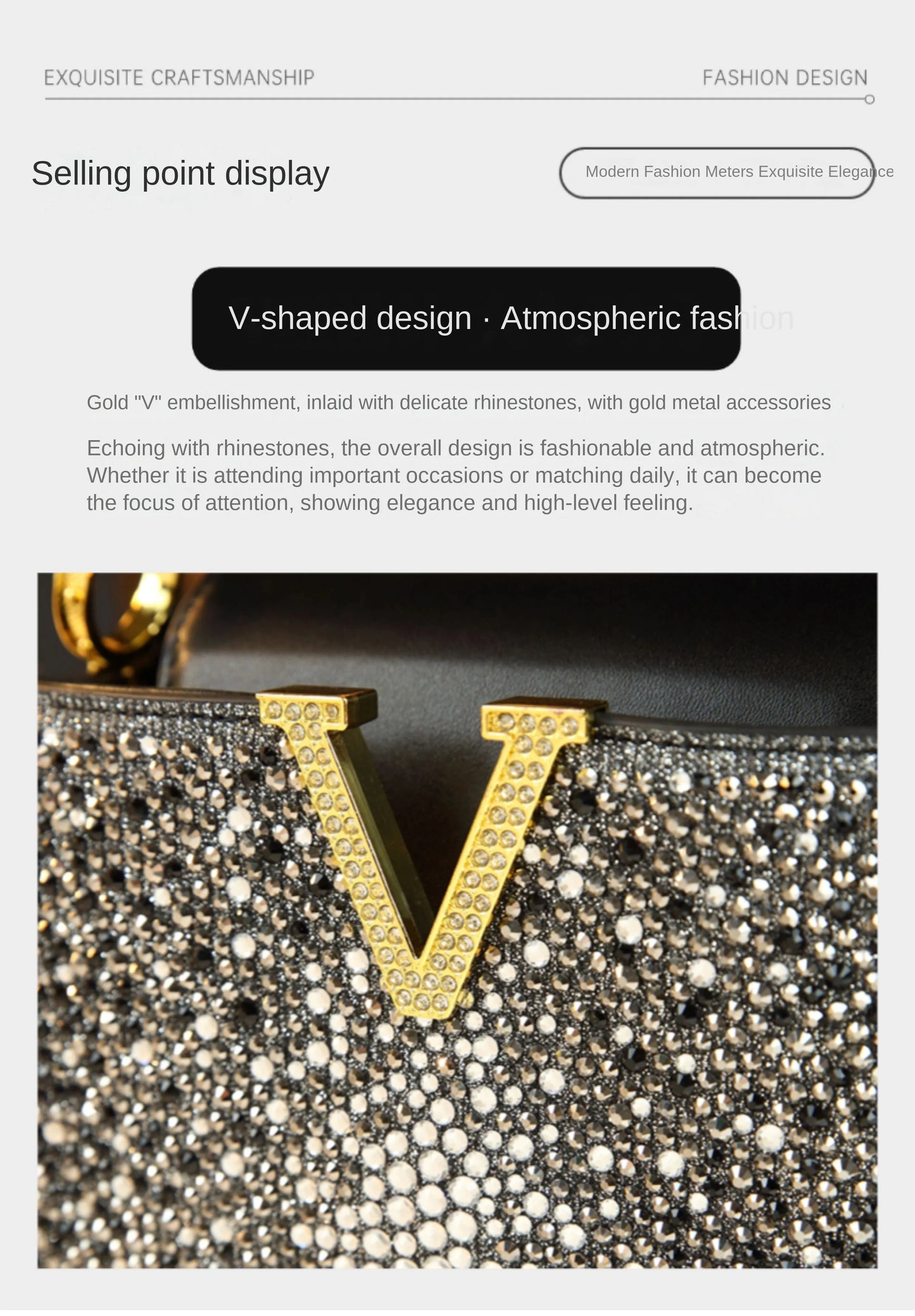 Borse da donna con diamanti alla moda di lusso 2025 Nuova borsa a tracolla piccola con lettera a V Borse a conchiglia in vera pelle