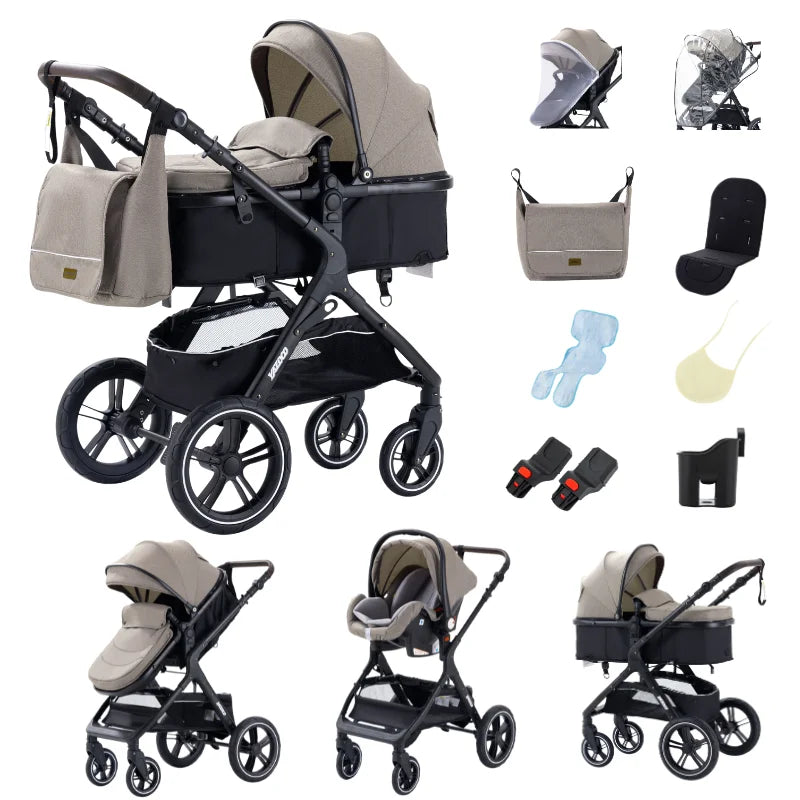 Passeggino 3 in 1 Estivo Traspirante con Seggiolino Auto | Telaio Alluminio