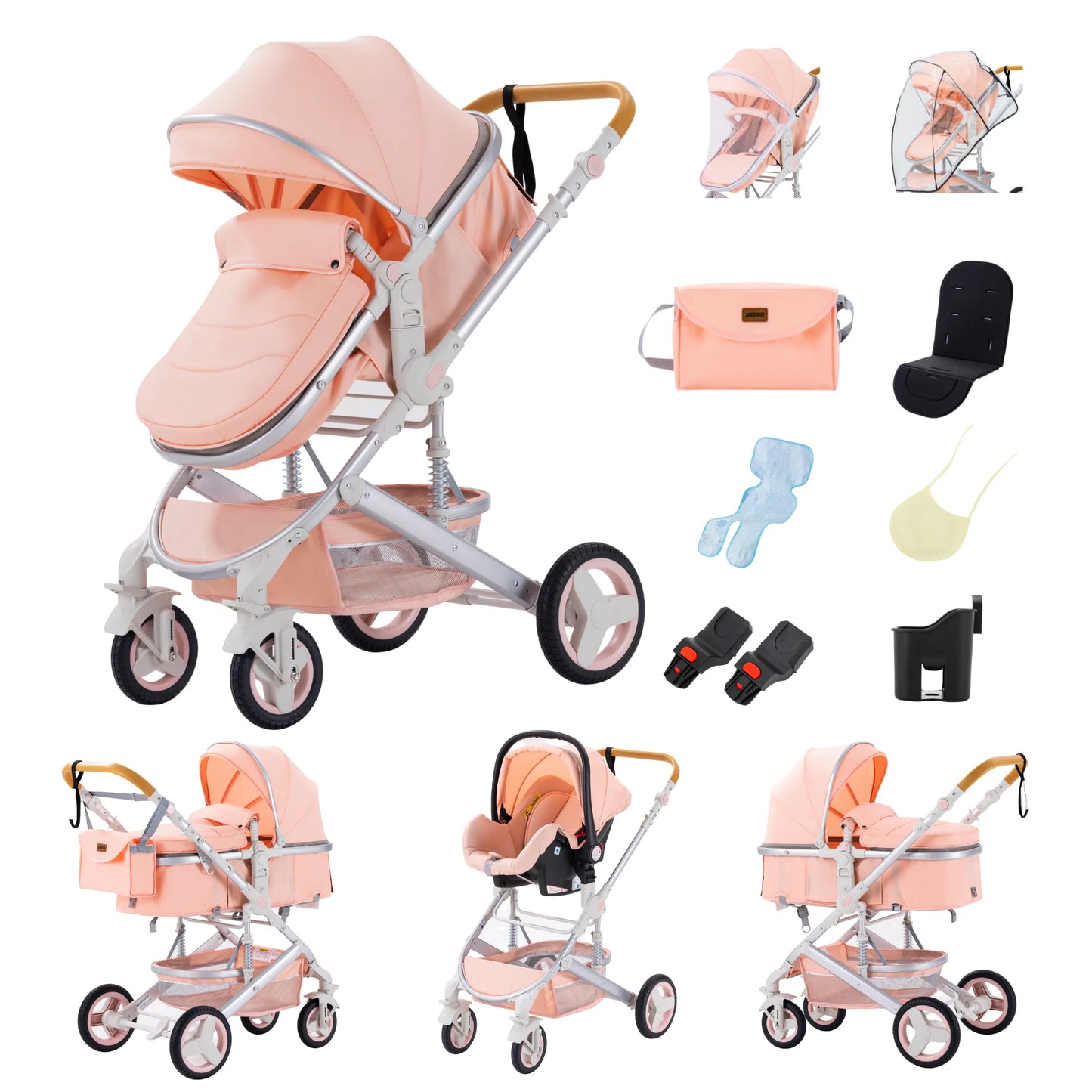 Passeggino 3 in 1 Estivo Traspirante con Seggiolino Auto | Telaio Alluminio