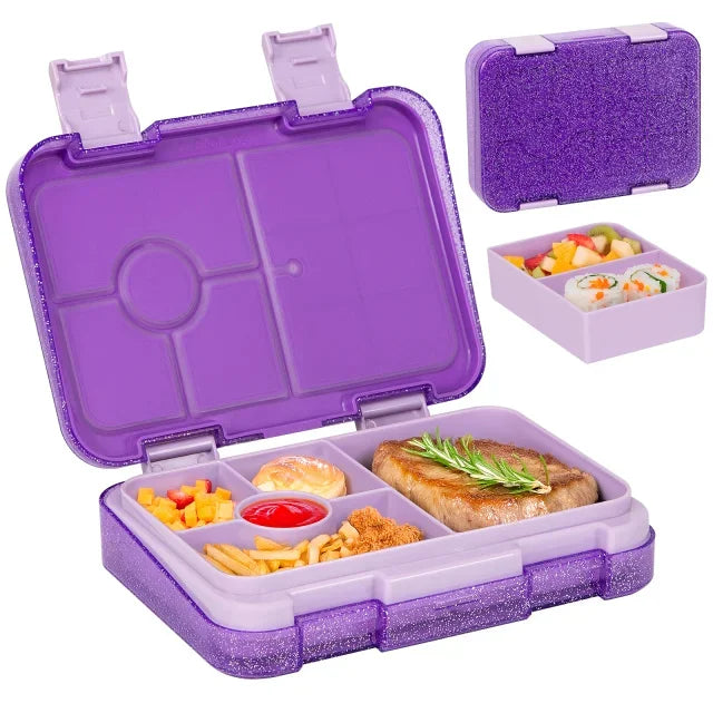Bento Box per Bambini — Portapranzo 2 Livelli 5 Scomparti, Sicuro per Microonde, A Prova di Perdite