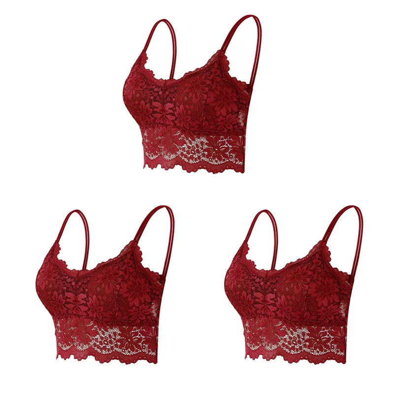 Set 3 Reggiseni in Pizzo Senza Fili – Bralette Push-Up Imbottito | 15 Stili | Donna