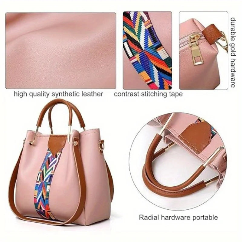 Set 4 Borse Donna in Pelle PU – Tracolla + Borsa a Mano + Pochette + Portacarte | 8 Colori