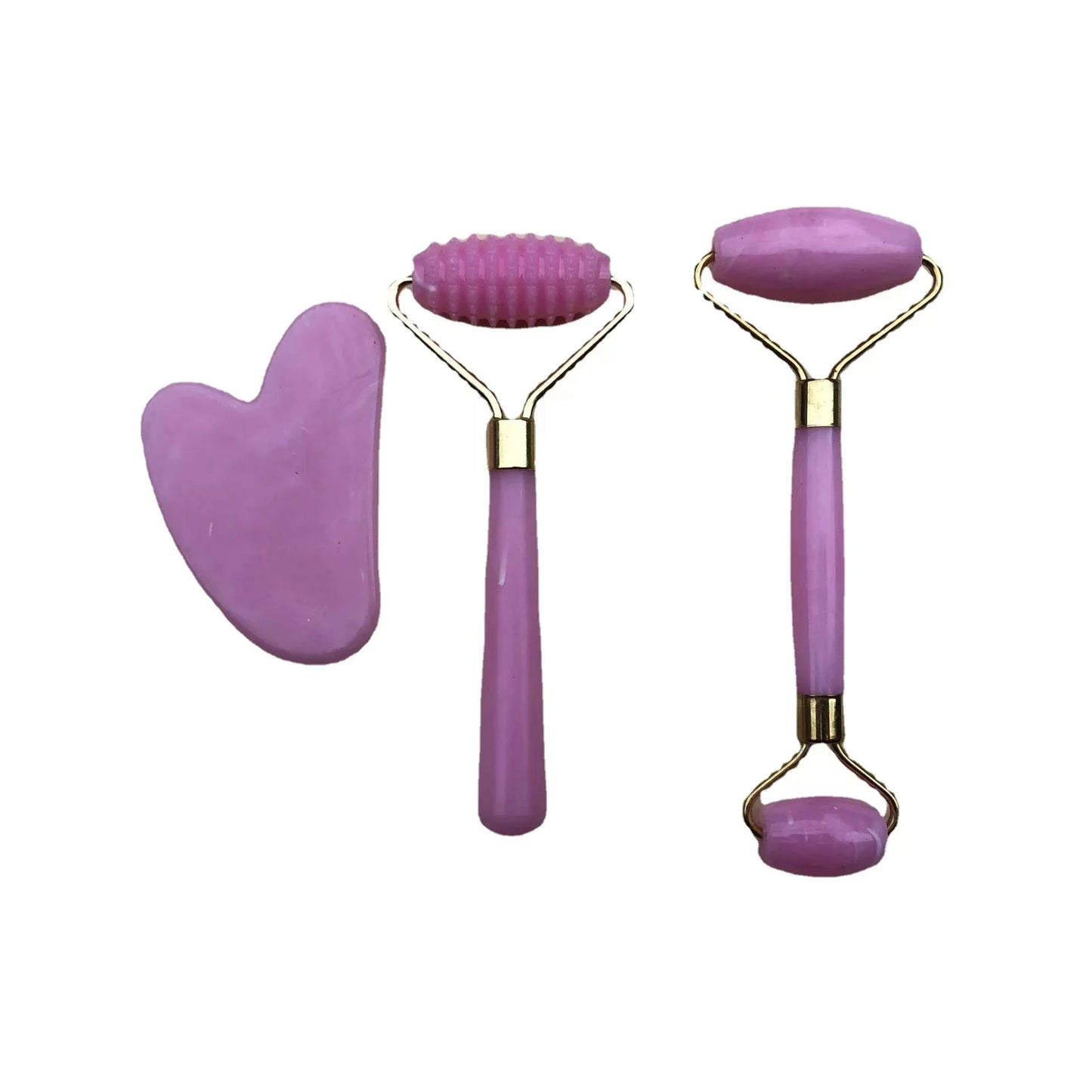 Set Rullo Viso e Gua Sha in Resina — Massaggio Anti-Rughe