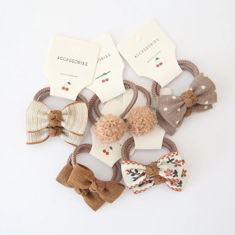 Set 10 Elastici per Capelli Bambina — Fiocchi e Nodi, 19 Colori