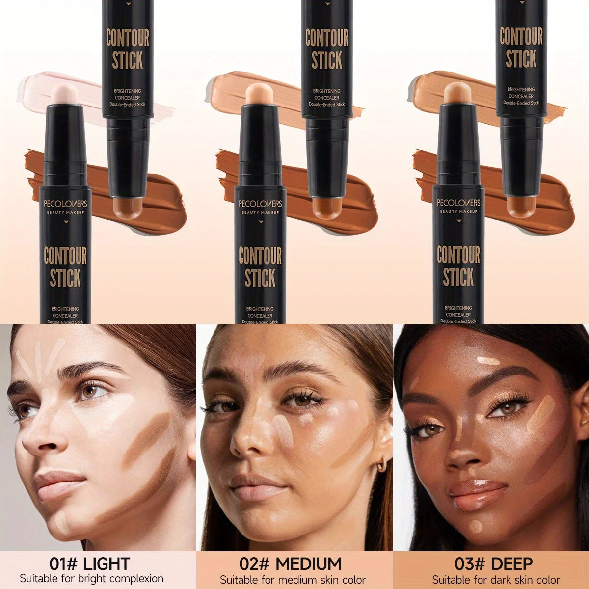 Contour Stick a Doppia Testa – Bronzer & Illuminante per Contouring Naso e Viso