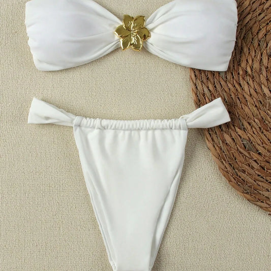 Set Bikini Bandeau Push-Up Brasiliano – Costume da Bagno Donna con Perizoma