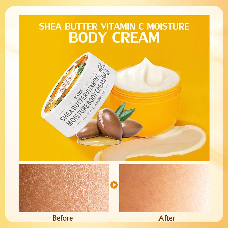 Burro di karitè Vitamina C Lozione per la cura del corpo Crema per i glutei Nutre la cura della pelle Idratante a lunga durata Bellezza Pelle ferma Illumina