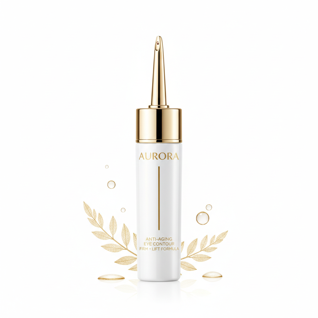 Contorno occhi anti-età in elegante tubetto bianco e oro con applicatore di precisione