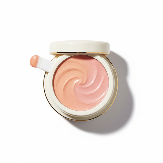 Fard in crema in elegante vasetto rosa pesca
